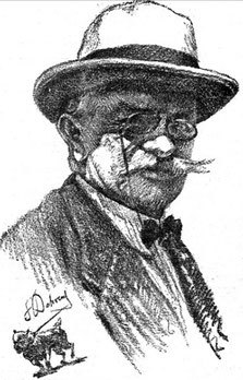 Dr. Hans Rummel, gezeichnet von Frank Behrens. Repr. aus Bieler Tagblatt, 1. 4. 1941, S. 1