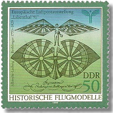 Historische Flugmodelle, von Albrecht-Ludwig Berblinger (DDR Briefmarke 1990)