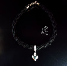 Pferdehaar Armband mit Herzanhänger/ Charm 925er Silber