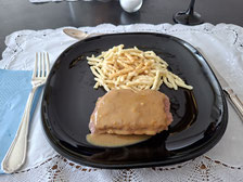 Kalbsteak mit Orangensauce + Trofie