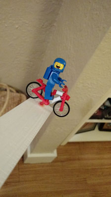 Benny the Lego astronaut getting ready for his space trip.