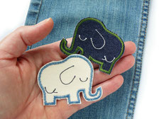 Elefanten Patches und Aufnäher zum aufbügeln, Flicken mit Elefant für Kinder als Flicken, Bügelflicken, Hosenflicken