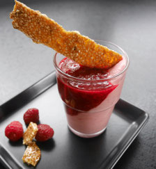 Himbeercreme / Warme Beeren / Sesamkaramell