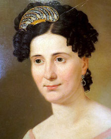 Wilhelmine Rosine Funck (geb. Løffler). Gemälde von J. A. Bech. 1823.
