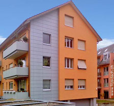 Fitze Dach AG der Dachdecker arbeitet auch an der Fassade. Der Einsatz von Eternit gehört zur Routine der Firma Fitze Dach AG