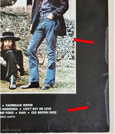 Laminatablösung / Laminatblasen an der Cover-Rückseite: "THE BEATLES - HEY JUDE" (RE, GER 1970, Comp.)