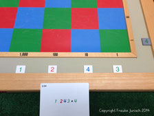 montessori, schachbrett, phase 2, große multiplikation