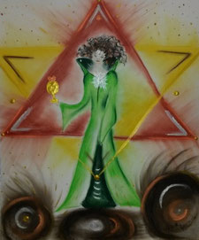 Bild: persönliche Göttin gemalt mit Pastellfarben auf Malplatte