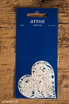 Laser Cut, Laser Cuts, Artoz, Deko für Geschenke, Deko für Karten, Herz, Herzen