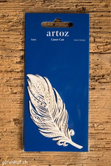 Laser Cut, Laser Cuts, Artoz, Deko für Geschenke, Deko für Karten, Feder, Federn