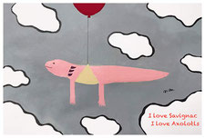 ノリコミシマの描くウーパールーパー（アホロートル）のイラスト、norico mishima’s axolotl illustration.