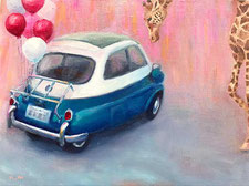 ノリコミシマの描く車、BMW イセッタ300の油絵、norico mishima’s car oil painting(BMW Isetta300).