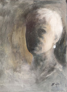 Autoportrait, huile sur toile 40x30cm de Cécile Beaupère