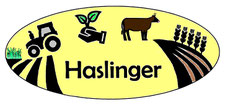 Logo Haslinger Feld, Acker, Traktor, Pflanze, Rind, Getreide