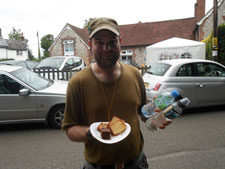 Steve conveniently twisted his ankle outside Medstead village hall, and the people of Medstead rushed out to refill our water and give us homebaked cake! Result!