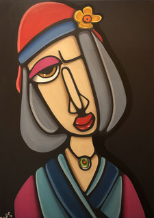 Woman With Hat VIII 50 x 70 Acryl 