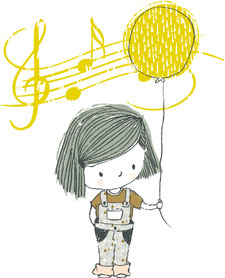 世田谷ピアノ教室イラスト音符と少女（ピアノ教室ホームページ作成サービス用）