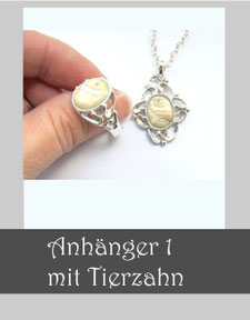 Schmuck mit Pferdezahn, Schmuck mit Tierzahn, Anhänger mit Pferdezahn, Anhänger nach Wunsch mit Pferdezahn, Schmuck Tierzahn anfertigen lassen, Schmuck mit Hundezahn, Schmuck mit Katzenzahn .