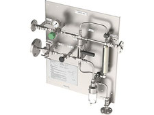 High pressure Liquid sampling station, fixed volume sampler closed loop, no emission, bottle sampler with needles