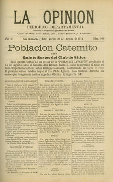 La Opinión, 20 de Agosto de 1914, pp. 1.