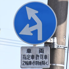 異形矢印標識(指定方向外進行禁止)。栃木県宇都宮市にある。