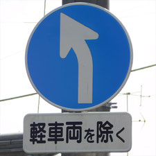 異形矢印標識(指定方向外進行禁止)。静岡県浜松市にある。