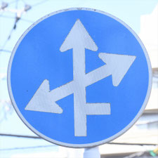 異形矢印標識(指定方向外進行禁止)。長崎県長崎市にある。