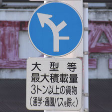 異形矢印標識(指定方向外進行禁止)。熊本県熊本市にある。