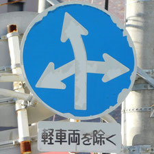 異形矢印標識(指定方向外進行禁止)。静岡県浜松市にある。
