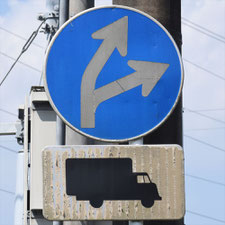 異形矢印標識(指定方向外進行禁止)。千葉県千葉市にある。
