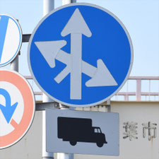 異形矢印標識(指定方向外進行禁止)。千葉県千葉市にある。