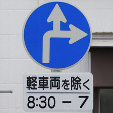 異形矢印標識(指定方向外進行禁止)。静岡県静岡市清水区にある。