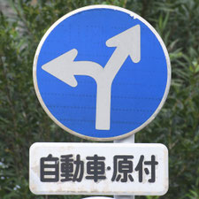 異形矢印標識(指定方向外進行禁止)。岐阜県岐阜市にある。