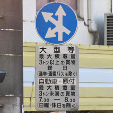 異形矢印標識(指定方向外進行禁止)。熊本県熊本市にある。