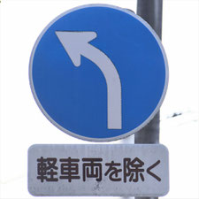 異形矢印標識(指定方向外進行禁止)。静岡県静岡市駿河区にある。
