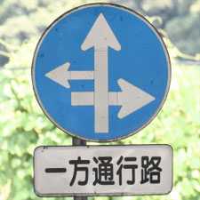 異形矢印標識(指定方向外進行禁止)。千葉県千葉市にある。