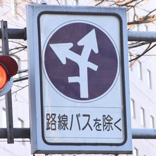 異形矢印標識(指定方向外進行禁止)。群馬県前橋市にある。