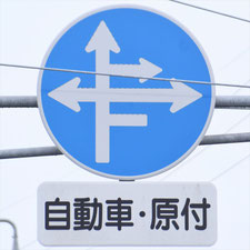 異形矢印標識(指定方向外進行禁止)。長野県長野市にある。
