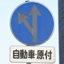 異形矢印標識(指定方向外進行禁止)。新潟県新潟市にある。