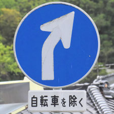 異形矢印標識(指定方向外進行禁止)。広島県尾道市にある。