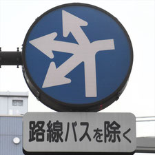 異形矢印標識(指定方向外進行禁止)。東京都品川区にある。