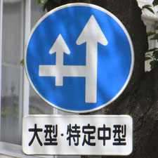 異形矢印標識(指定方向外進行禁止)。茨城県日立市にある。