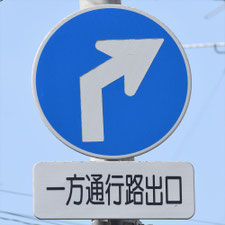 異形矢印標識(指定方向外進行禁止)。千葉県千葉市にある。