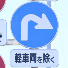 異形矢印標識(指定方向外進行禁止)。静岡県御殿場市にある。