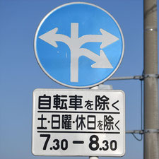 異形矢印標識(指定方向外進行禁止)。群馬県前橋市にある。