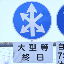 異形矢印標識(指定方向外進行禁止)。岐阜県大垣市にある。