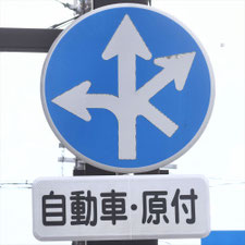 異形矢印標識(指定方向外進行禁止)。岐阜県岐阜市にある。