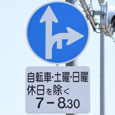 異形矢印標識(指定方向外進行禁止)。栃木県足利市にある。