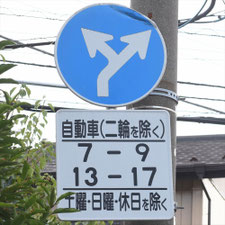 異形矢印標識(指定方向外進行禁止)。千葉県千葉市にある。