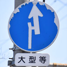異形矢印標識(指定方向外進行禁止)。和歌山県和歌山市にある。